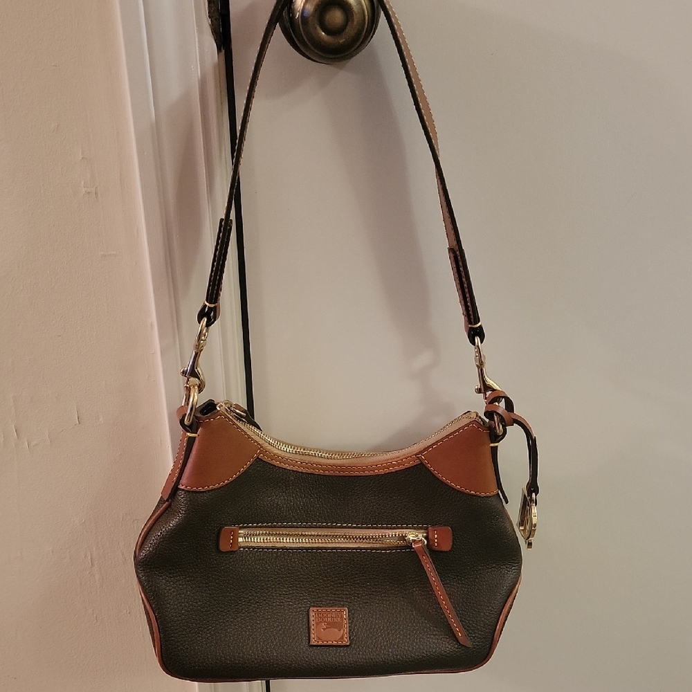 Dooney & Bourke Black and Tan Shoulder Bag